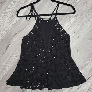 3 /‎ $30 Intimately Free People Eyelet Tank Top XS Black See Through